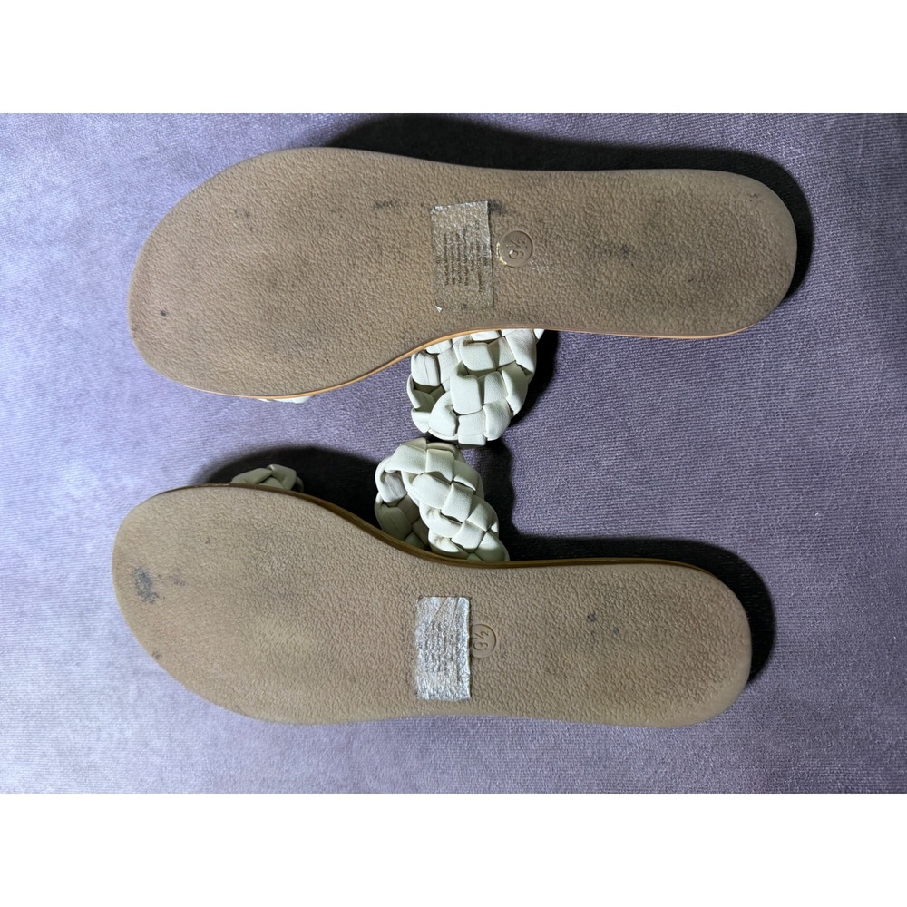 A New Day Womens Braided Slide Sandals Cream Off White Flat Slip On Shoes 9.5 - Picture 6 of 7